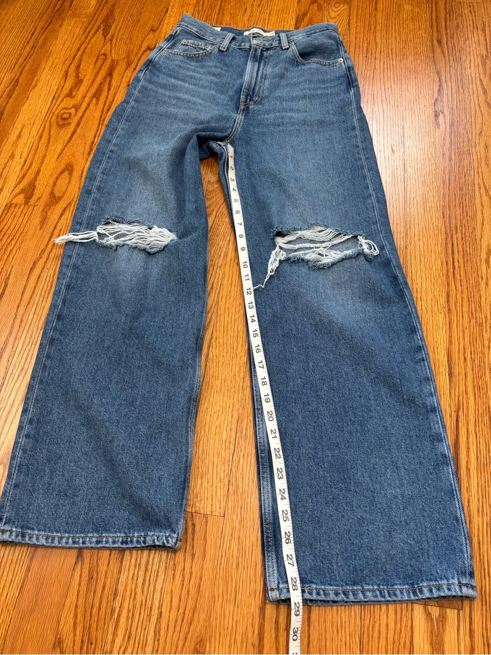 Levi’s Premium Big E High Loose Distressed Chewed Up Blowout Knees Wide Leg Jean - Picture 10 of 16